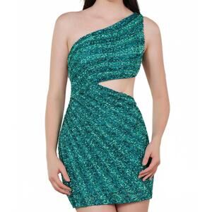 NEW SCALA short homecoming fitted sequin cocktail dress in mermaid